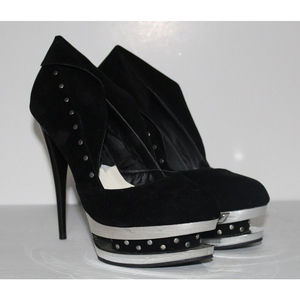 Privileged black 6" heel 4"platform round toe sexy shoes WOMEN Size 10 FAX Suede
